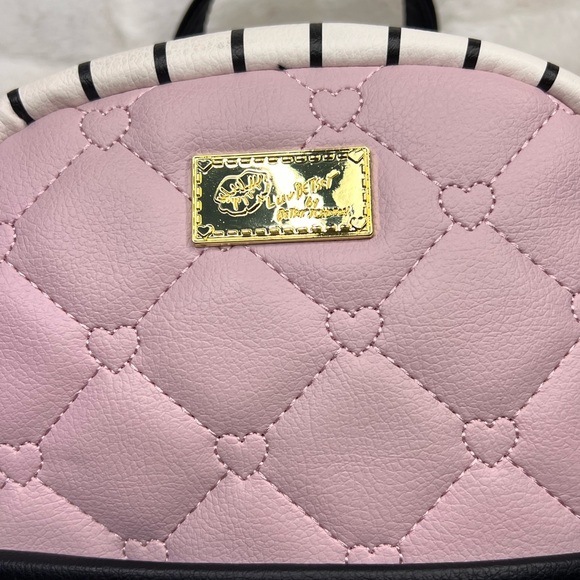 Betsey Johnson Pink and Black Quilted Backpack with Gold Chain main image 7